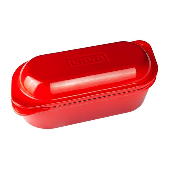 Bread tray with lid, cast iron, 28 × 12 cm, Red – LAVA