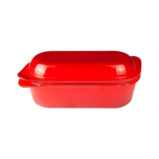 Bread tray with lid, cast iron, 28 × 12 cm, Red – LAVA