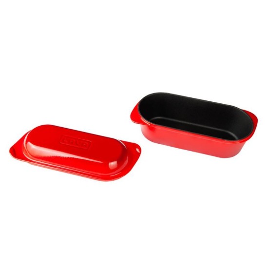 Bread tray with lid, cast iron, 28 × 12 cm, Red – LAVA