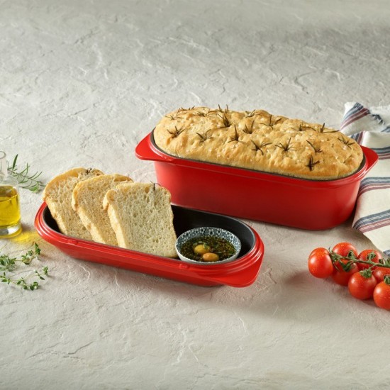Bread tray with lid, cast iron, 28 × 12 cm, Red – LAVA