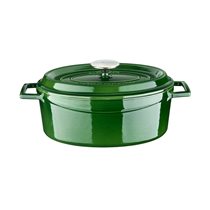 Oval saucepan, cast iron, 29 cm, "Premium", green - LAVA