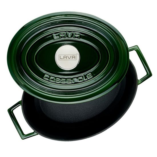 Oval gryde, støbejern, 29 cm, "Premium", grøn - LAVA