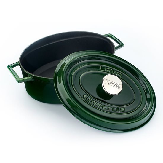 Oval saucepan, cast iron, 29 cm, "Premium", green - LAVA