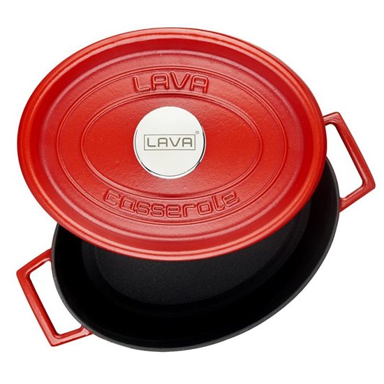 Oval kasserolle, støpejern, 29 cm, "Spring"-serie, rød - LAVA-merke