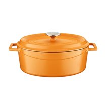 Oval saucepan, cast iron, 29 cm, "Spring" range, orange color - LAVA brand