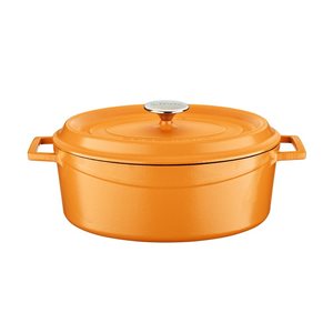Oval kasserolle, støpejern, 29 cm, "Spring"-serie, oransje farge - LAVA-merke