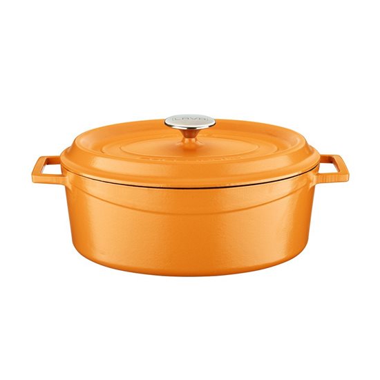 Oval saucepan, cast iron, 29 cm, "Spring" range, orange color - LAVA brand