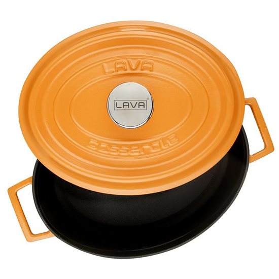 Oval gryde, støbejern, 29 cm, "Spring" sortiment, orange farve - LAVA mærke
