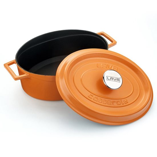 Ovale steelpan, gietijzer, 29 cm, "Spring" range, oranje kleur - LAVA brand