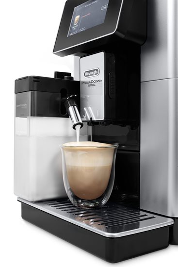 Automatický kávovar na espresso, 1450W, "PrimaDonna Soul", stříbrná / černá - De'Longhi