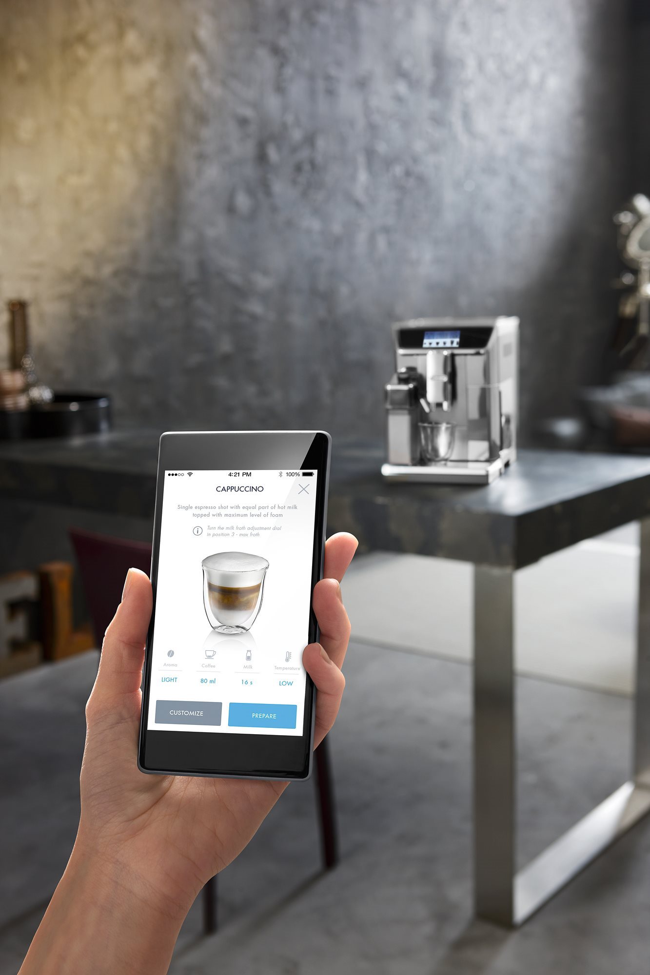 DeLonghi PrimaDonna Elite wifi operated bean-to-cup coffee machine