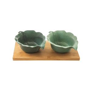 2-piece set for serving appetizers, with bamboo holder, 25x12 cm - Nuova R2S brand