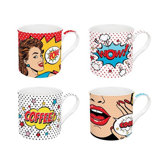 Sett ta' 4 mugs tal-porċellana "Pop Art", 300 ml - Nuova R2S