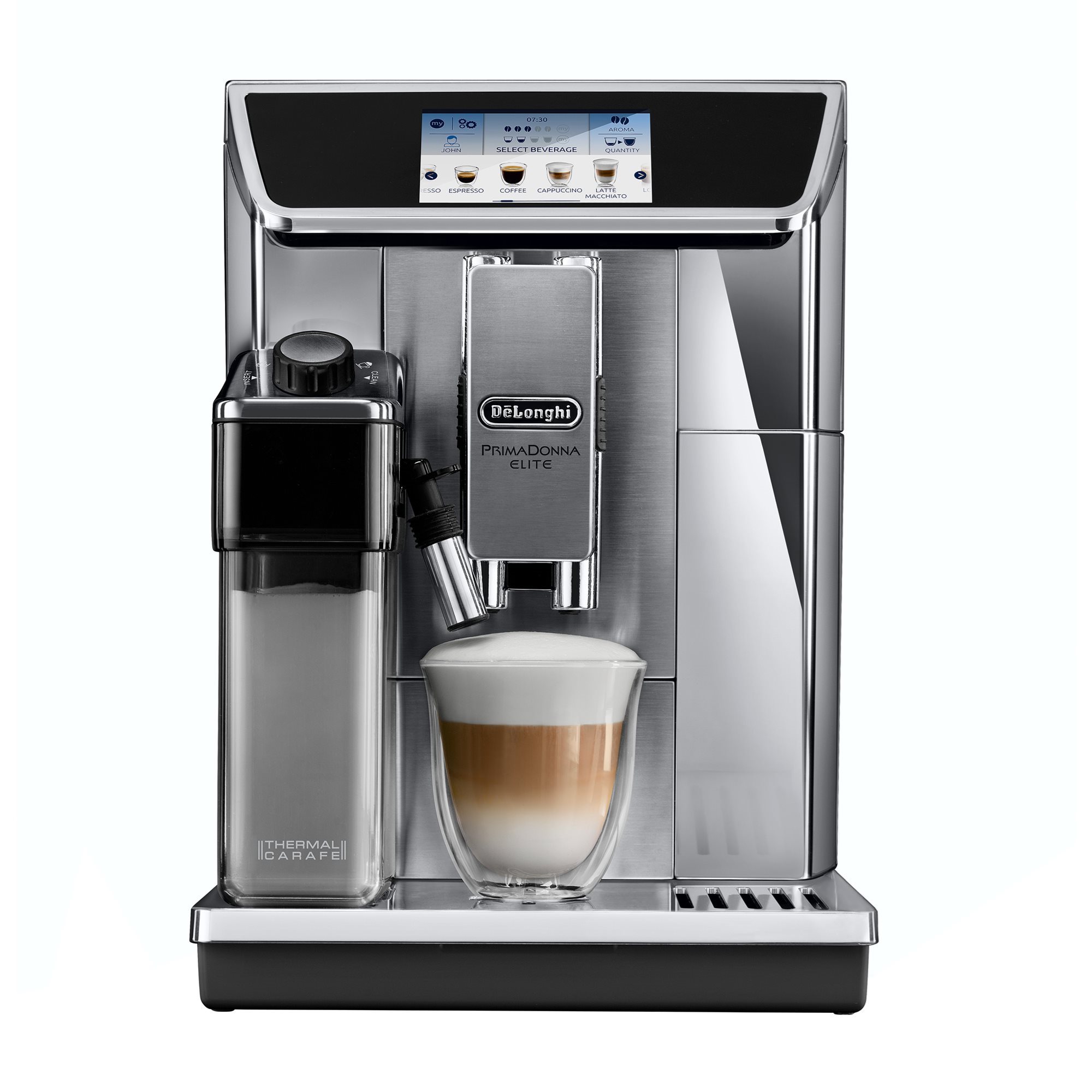 support manual Mule Automatic espresso machine, 1450W, "PrimaDonna Elite", silver colour -  De'Longhi | KitchenShop
