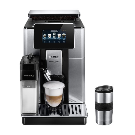 Automatisk espressomaskin, 1450W, "PrimaDonna Soul", Metal Black - DeLonghi