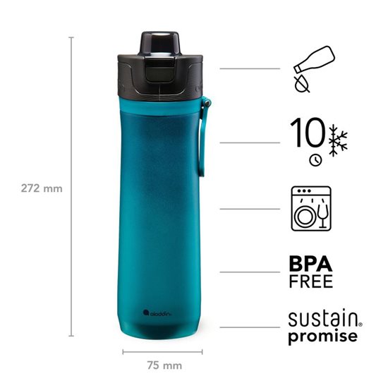 Stainless steel thermo-insulating bottle, 600ml, <<Deep Navy>>, "Sports Thermavac" - Aladdin