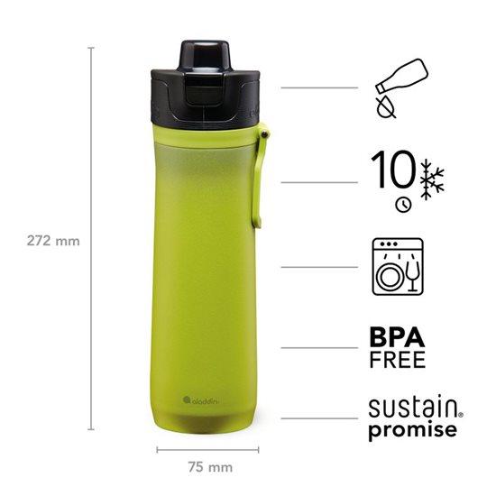 Stainless steel thermo-insulating bottle, 600ml, <<Sage>>, "Sports Thermavac" - Aladdin