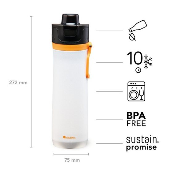 Stainless steel thermo-insulating bottle, 600ml, <<Stone White>>, "Sports Thermavac" - Aladdin