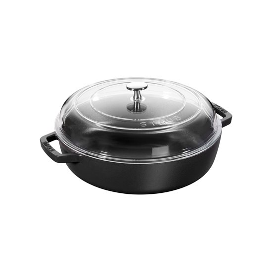 Sáspan Saute Braiser, iarann teilgthe, 26cm / 3.3L, Black - Staub