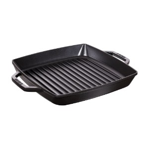 Square grill pan, cast iron, 28 x 28 cm, Black - Staub