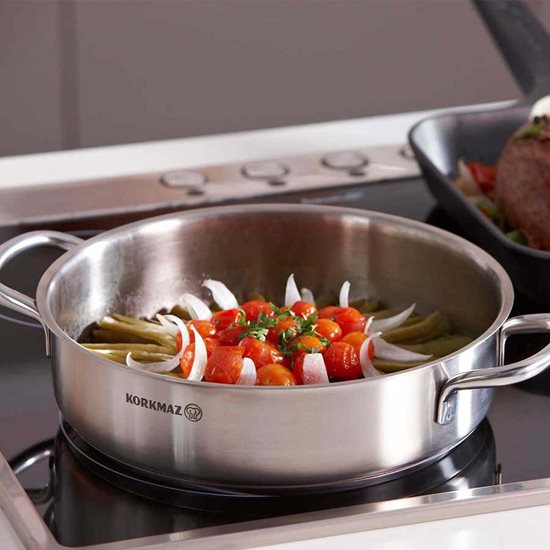 Saute pan, stainless steel, with lid, 26cm / 3.6L, "Perla" - Korkmaz