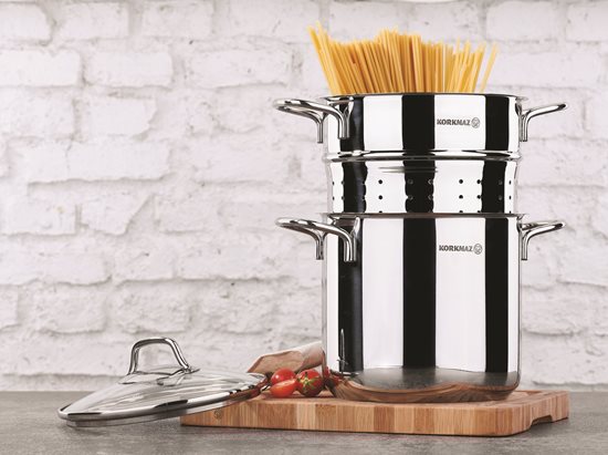 Cookware set for cooking spaghetti, stainless steel, 20 cm / 5.6L, "Perla" - Korkmaz