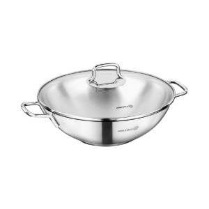 Wok pánev, s poklicí, nerezová ocel, 28 cm / 3,3 l, "Perla" - Korkmaz