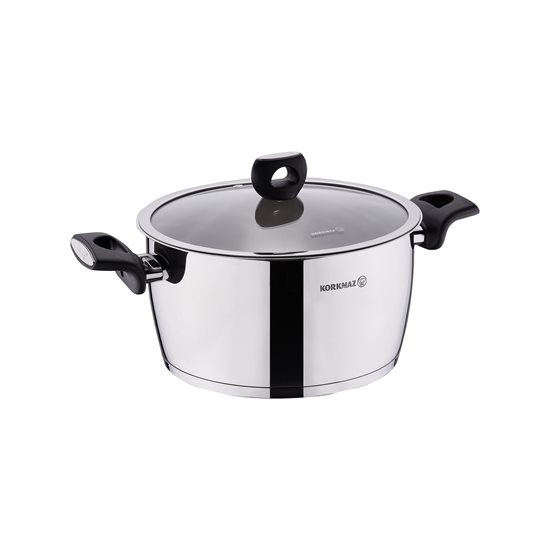 Stainless steel saucepan, with lid, 20 cm / 3.5 l, "Nora" - Korkmaz