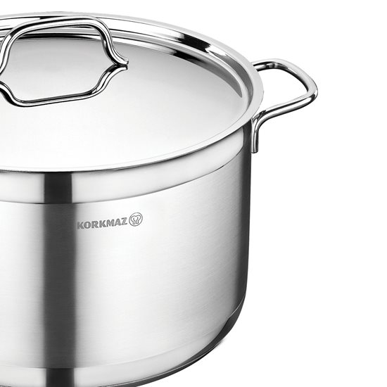 Stainless steel saucepan, with lid, 24 cm / 5.5 l, "Alfa" - Korkmaz