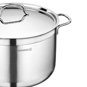 Stainless steel saucepan, with lid, 26 cm / 6.8 l, "Alfa" - Korkmaz