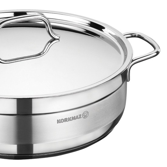 Sauteuse, Edelstahl, mit Deckel, 28cm / 5,5L, "Alfa" - Korkmaz