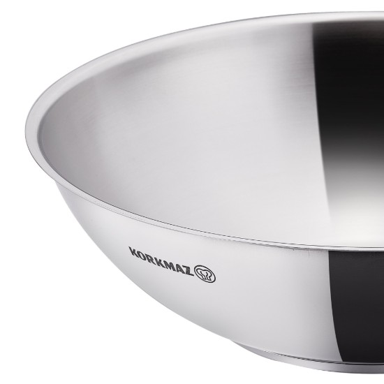 Wok pan, stainless steel, 28cm / 3.5L, "Nora" - Korkmaz