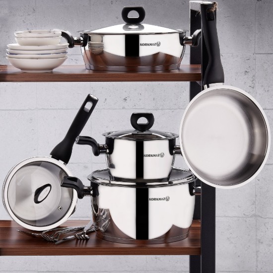 Wok pan, stainless steel, 28cm / 3.5L, "Nora" - Korkmaz