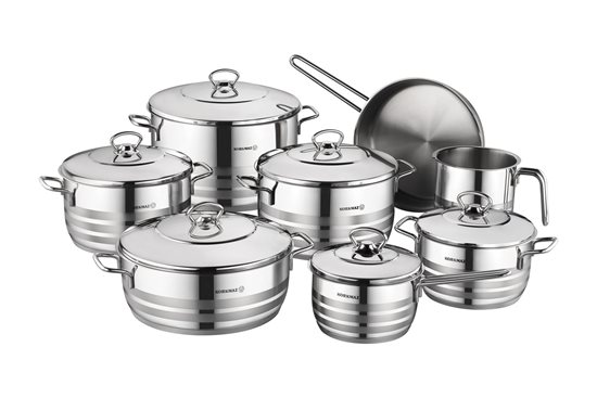 14-piece cookware set, stainless steel, "Astra" - Korkmaz