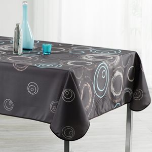 "Cercles & Splash Bleu" rectangular tablecloth, 148x240 cm - Prodeco