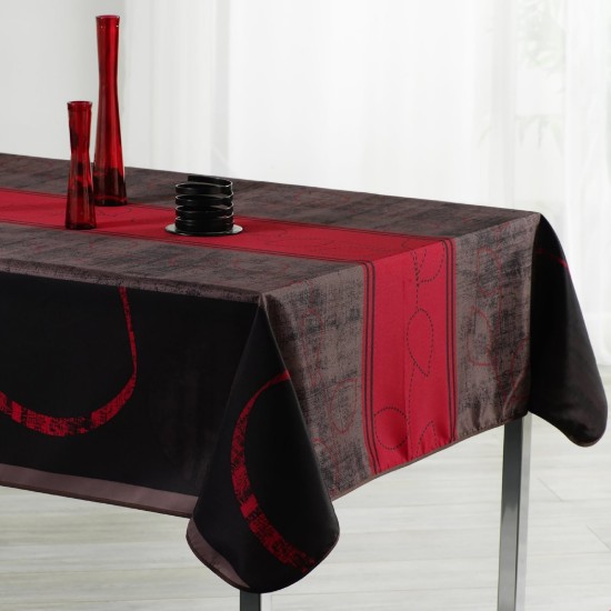 Nappe rectangulaire "Géométrie Et Fantaisie Rouge", 148x240 cm - Prodeco