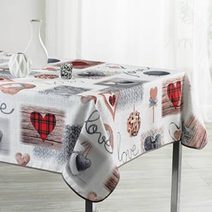 "Coeurs & Love" rectangular tablecloth, 148x300 cm - Prodeco