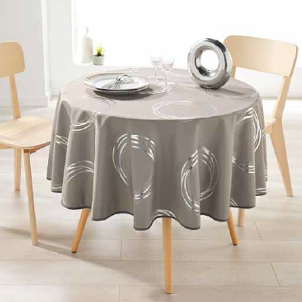 Rodeo stoom militie Taupe, Chic And Modern" rond tafelkleed, 160 cm - Prodeco | KitchenShop