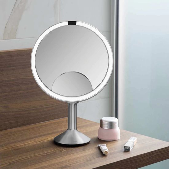 Огледало за грим, със сензор, 28,7 см, "Trio Max", Brushed - simplehuman