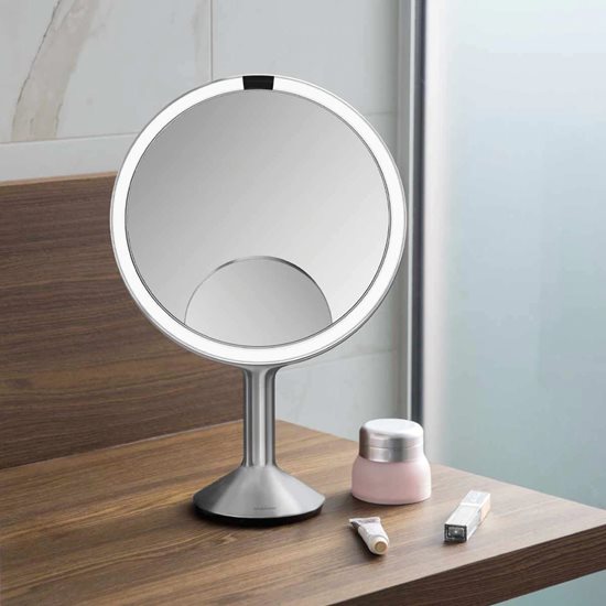 Makeup mirror, with sensor, 28.7 cm, "Trio Max", Brushed - simplehuman