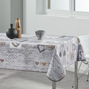 "Gray - Hearts" rectangular tablecloth, 148x240 cm - Prodeco