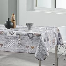 "Gray - Hearts" rectangular tablecloth, 148x300 cm - Prodeco