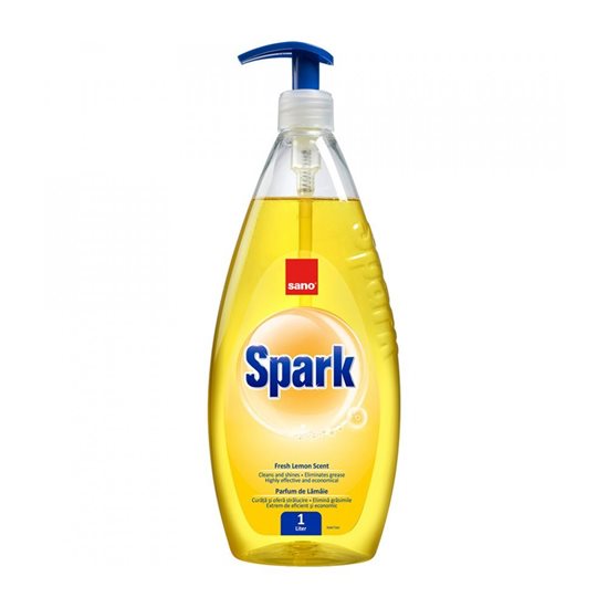 Mycí prostředek na mytí nádobí s malým čerpadlem, 1L, "Spark", citron - Sano