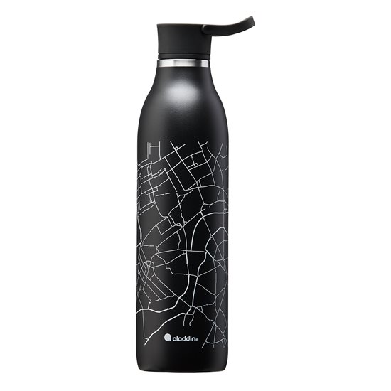 Ruostumattomasta teräksestä valmistettu pullo, 600ml, "Cityloop Thermavac", Black City Print - Aladdin