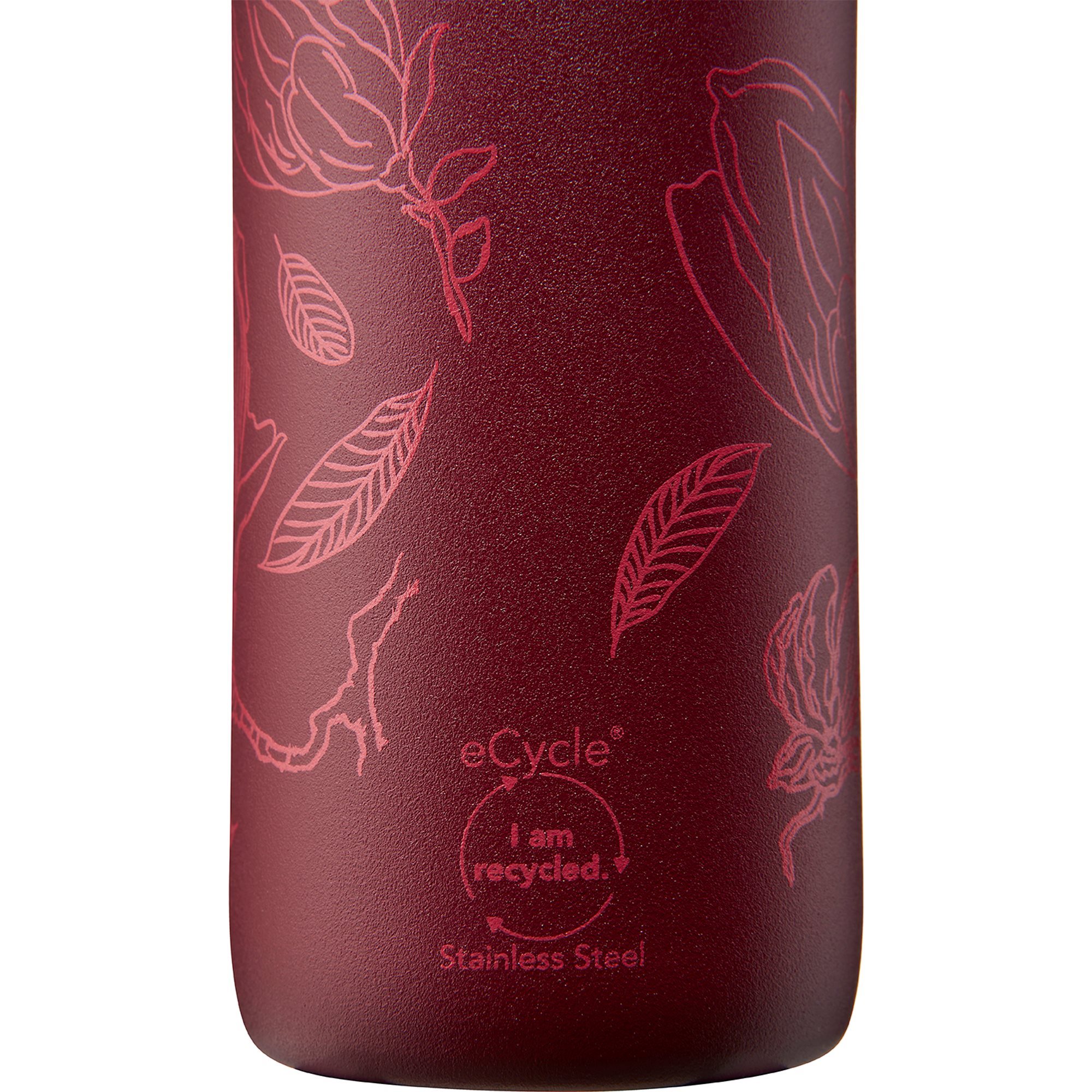 Stainless steel bottle, 600ml, Cityloop Thermavac, Burgundy Magnolia  Print - Aladdin