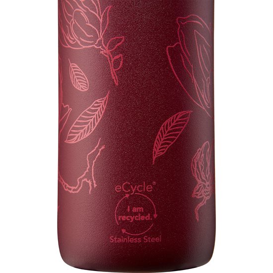 Stainless steel bottle, 600ml, "Cityloop Thermavac", Burgundy Magnolia Print - Aladdin