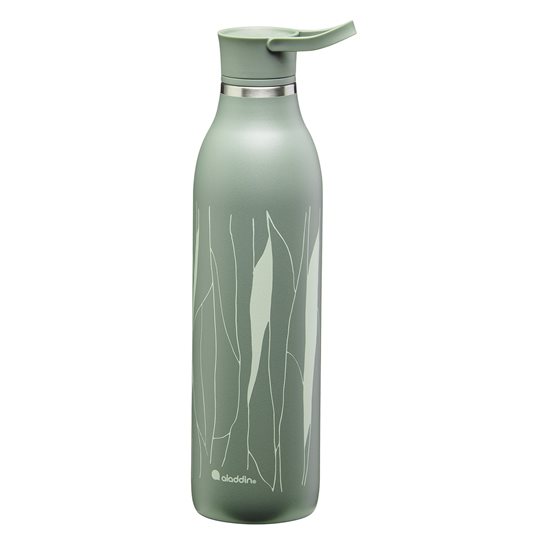 Flaska i rostfritt stål, 600 ml, "Cityloop Thermavac", Sage Green Leaf Print - Aladdin