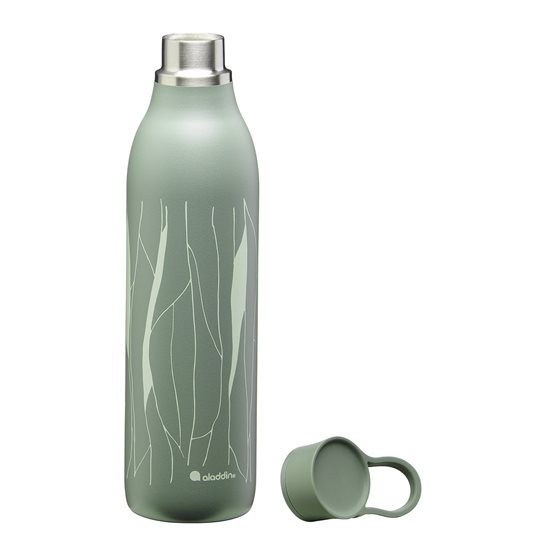 Ruostumattomasta teräksestä valmistettu pullo, 600ml, "Cityloop Thermavac", Sage Green Leaf Print - Aladdin