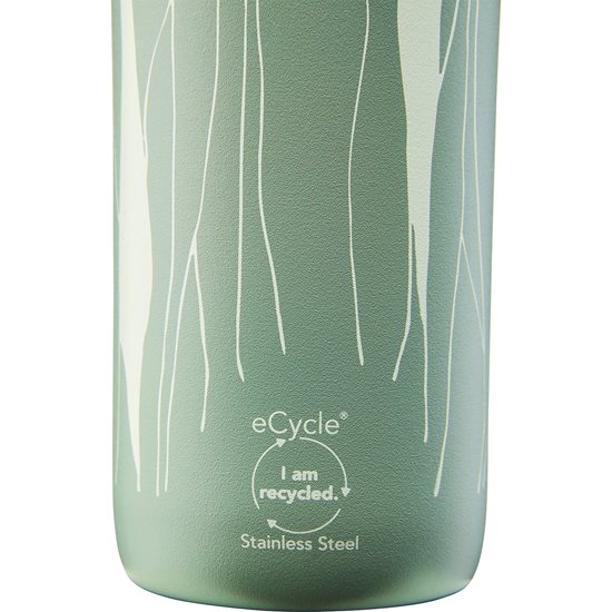 Buidéal cruach dhosmálta, 600ml, "Thermavac Cityloop", Sage Green Leaf Print - Aladdin