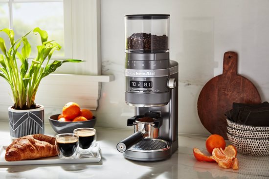 "Artisan" electric coffee grinder, "Medallion Silver" color - KitchenAid brand